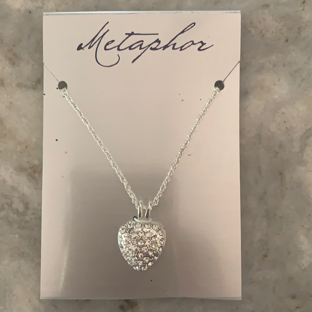 New Metaphor Silver And Diamond Look Necklace